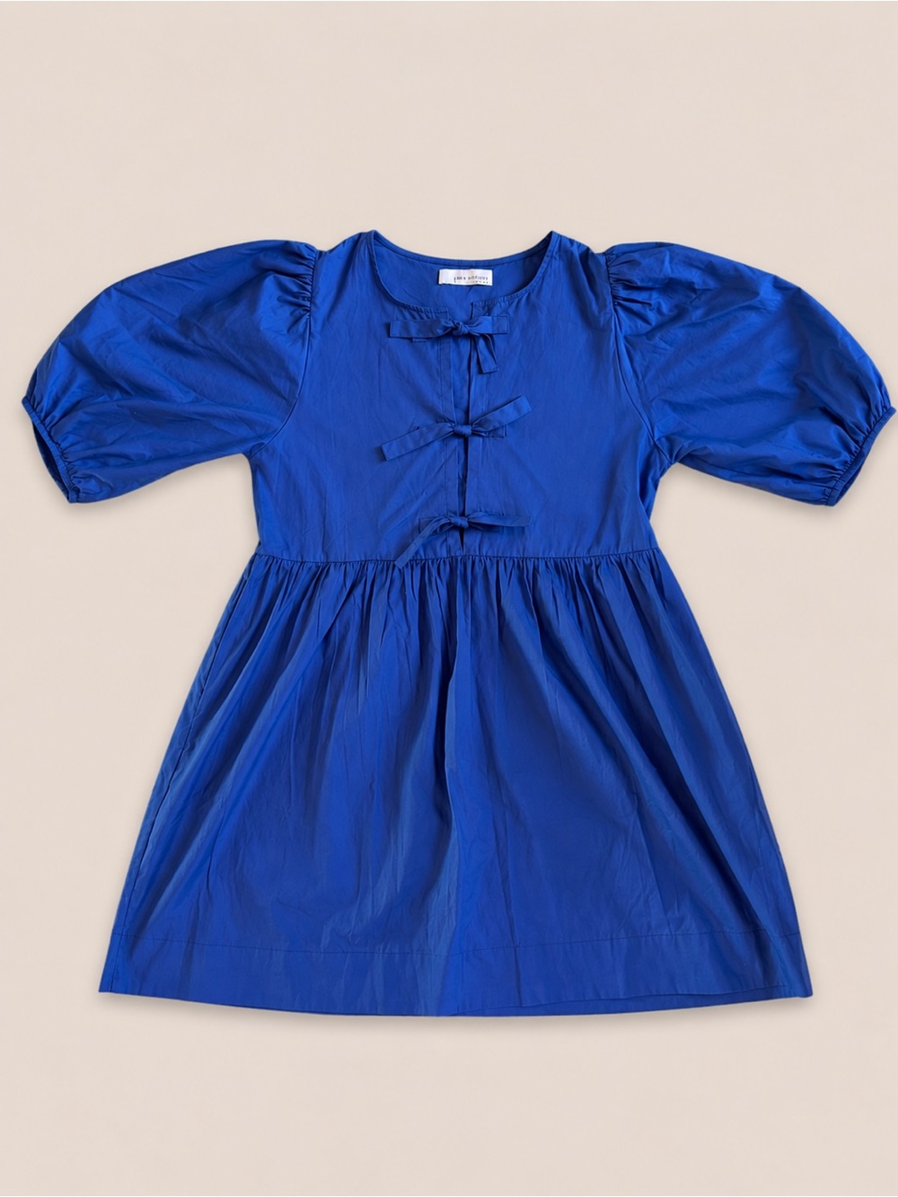 Band of the Free 100% Cotton Blue Bow Front Babydoll Dress Medium Coquette